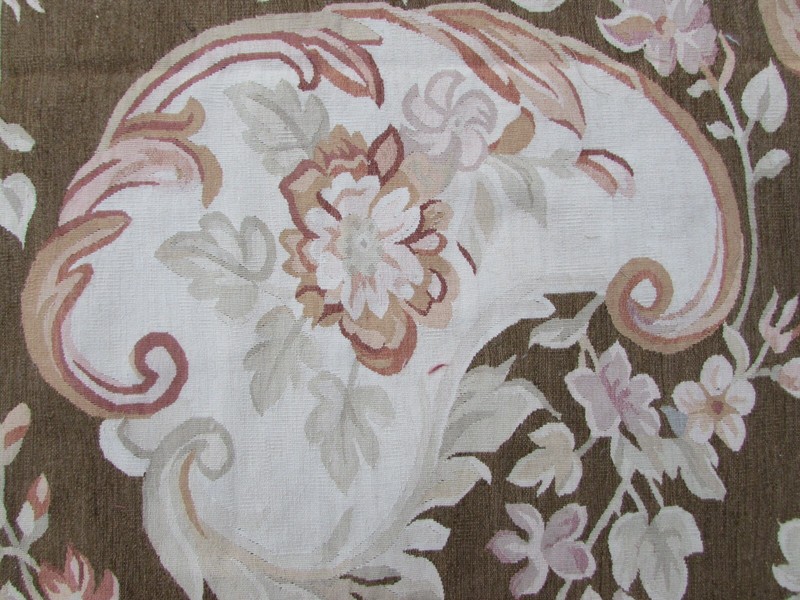 Fine Vintage Hand Made French Design Wool Brown Original Aubusson 308X245cm gallery