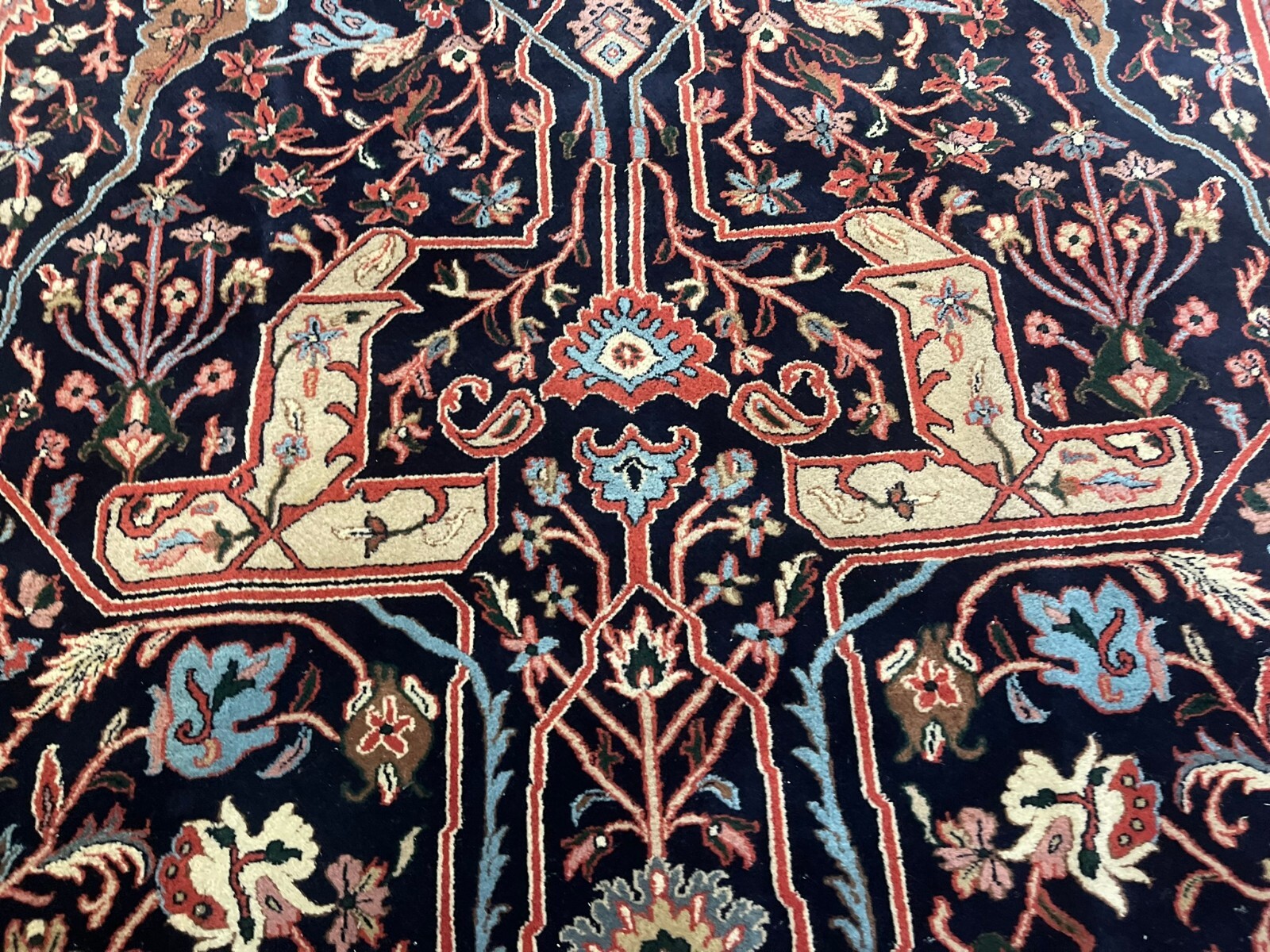 VINTAGE ORIENTAL RUG UNUSUAL DESIGN HANDKNOTTED WOOL 9' 7" X 8' gallery