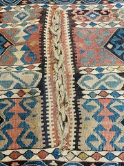 very rare antique caucasian kazak kilim wedding gift size 128x67cm