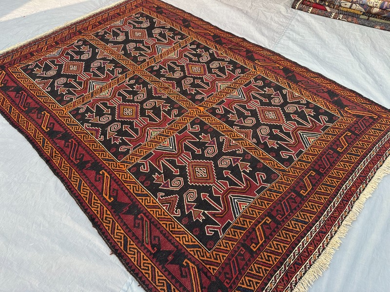 4'10 x 7'2 ft Vintage Hand Woven Maldari Kilim Rug Tribal Flat Weave Decor Rug gallery