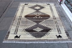 Vintage Traditional Hand Made Oriental Gabbe Wool White Brown Grey Rug 194x153cm