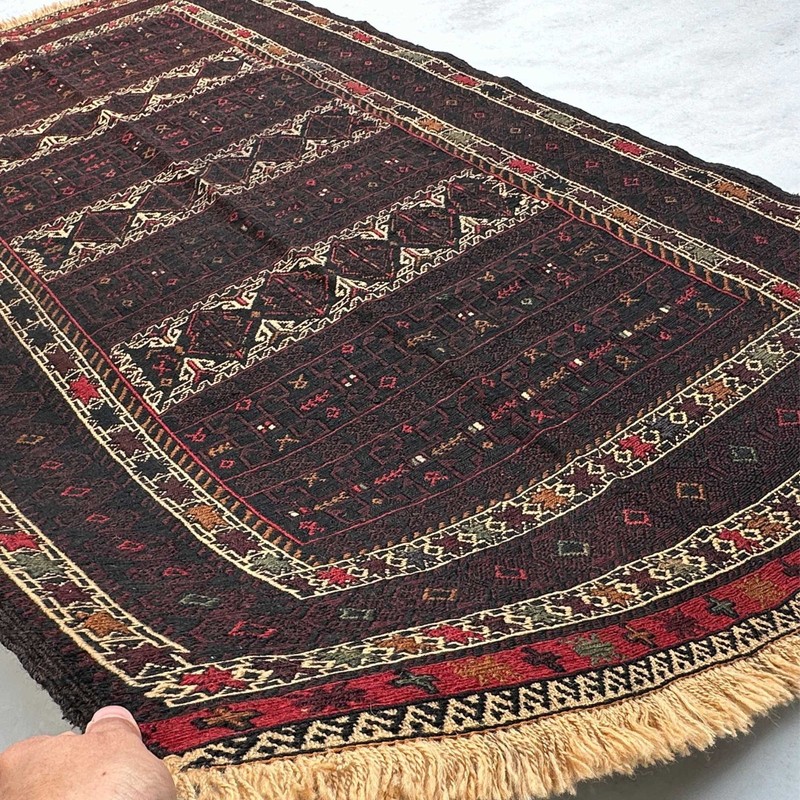 Handmade Adreskan Sumak Kilim Rug 4.2x7.1 Tribal Wool Vintage Living Room Decor gallery