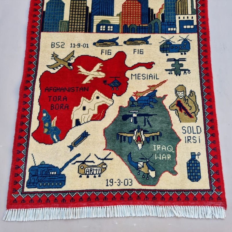 A Beautifully Handmade Afghan war Rug Rare Design Great Quality 133X 80 Cm gallery