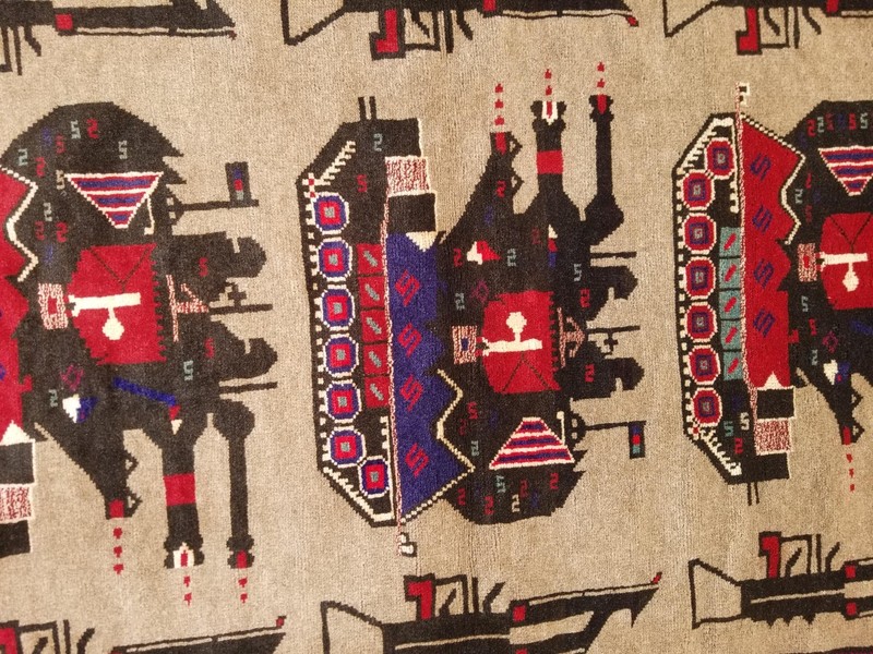 Vintage Traditional Handmade Afghan Rare War Wool Multicolor Kilim Rug 54x37 in gallery