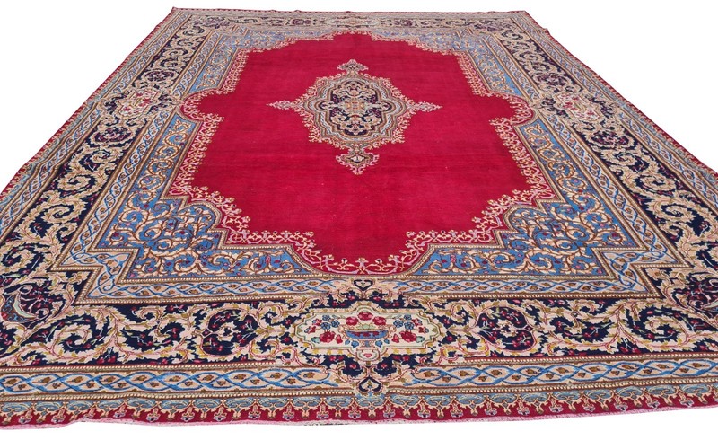 Genuine Hand Knotted Vintage Qirmoun Wool Area Rug 13 x 9 Ft gallery