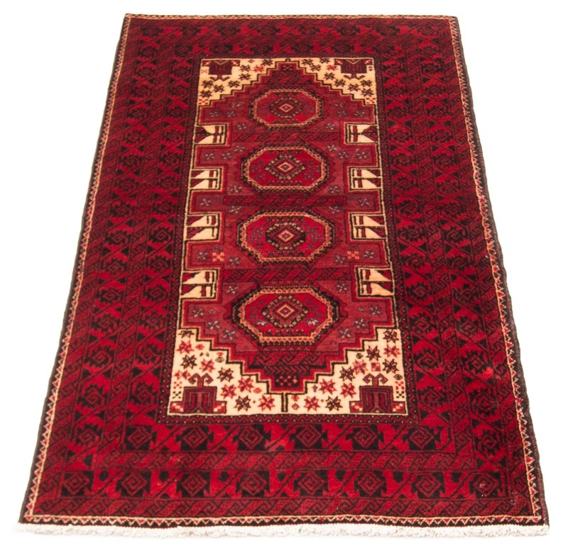 Vintage Red Traditional 3'3" x 6'7" Hand-Knotted Oriental Wool Area Rug gallery