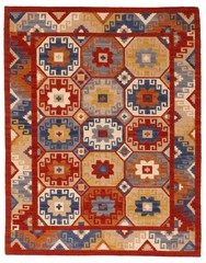 Vintage Hand Woven Area Rug 5’11” x 7’6″ Traditional Wool Oriental Carpet