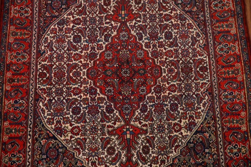 Vegetable Dye Bibikabad Hand-made Antique Rug 5x7 Hand-knotted Ivory Wool Carpet gallery