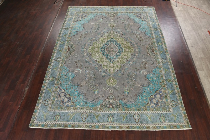 Antique Floral Gray Traditional Area Rug Evenly Low Pile Hand-knotted Wool 9x13 gallery