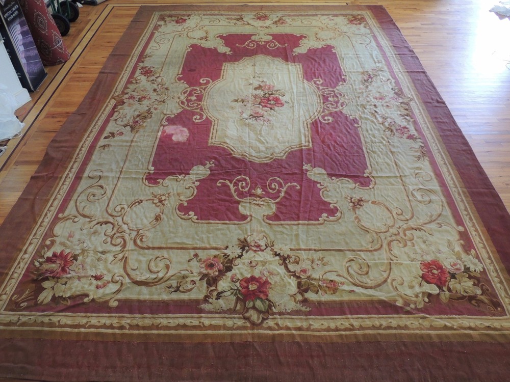 11x16 RARE Genuine Antique French Aubusson Oriental Rug ca1880 RED France
