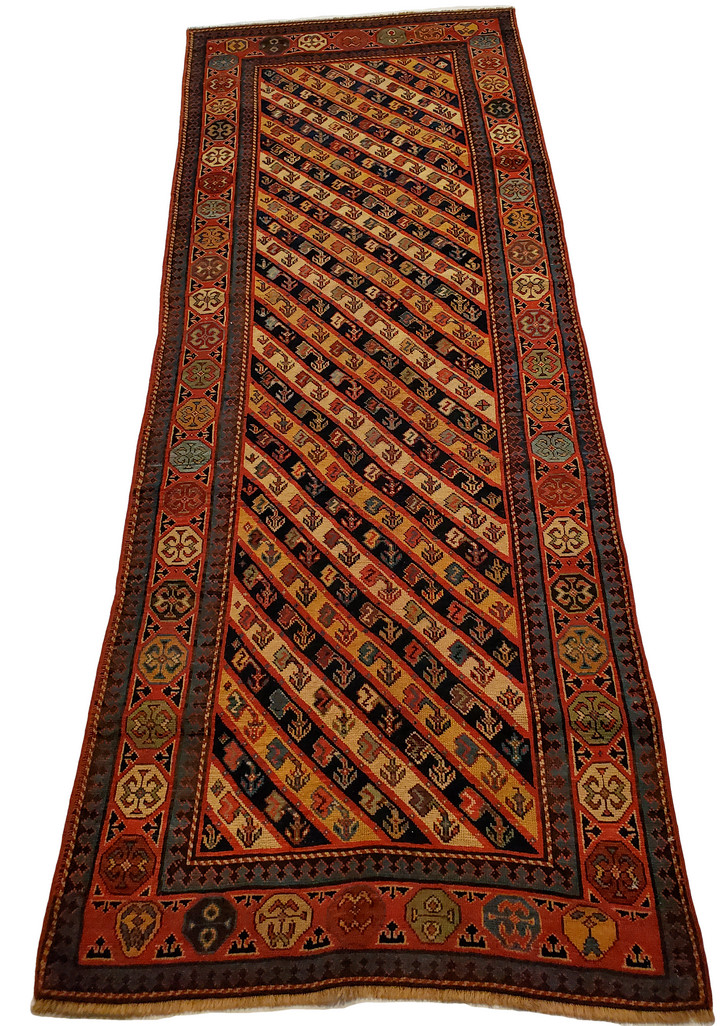 Short GANJEH-CAUCASIAN hand-made Runner - 3'2" x 8'4" gallery