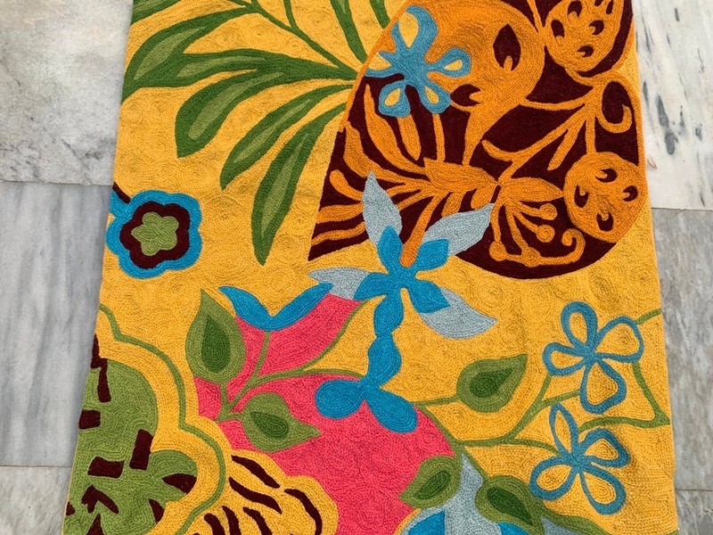 Vintage Aubusson Rug: Hand-woven Chain Stitch Carpet, Home Decor 2x3 ft gallery