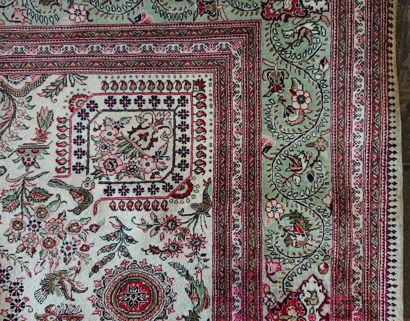 Old Antique Silk Rug 140X200 Cm Paradise Birds Birds Silk gallery
