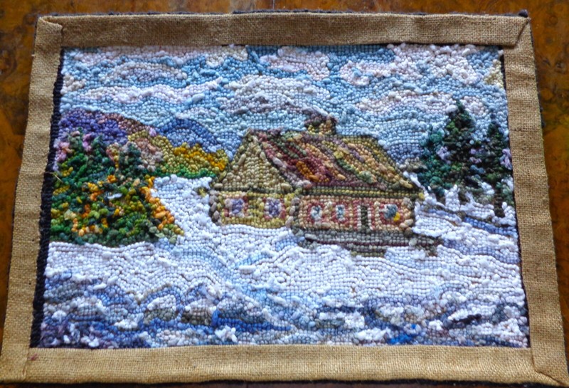 ANTIQUE 4 SIGNED QUEBEC SCENIC HANDHOOKED RUGS WOOL ON JUTE 14" X 20" EA PERFECT gallery