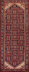Vintage Geometric Malayer Navy Blue Wool Hand-knotted Runner Rug 4×10 Carpet
