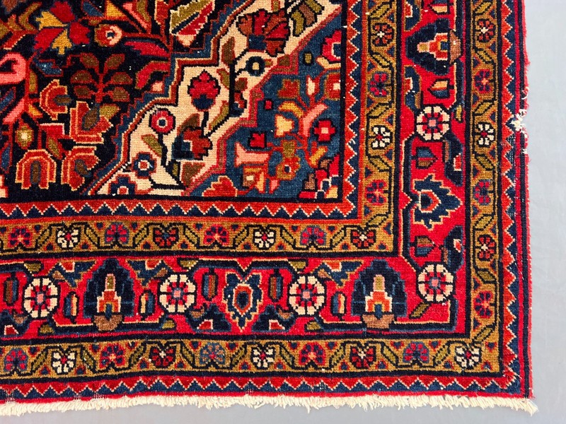 4'5x7'3 Ft Vintage Afghan Floral Handwoven Wool Rug - Traditional Medallion Rug gallery