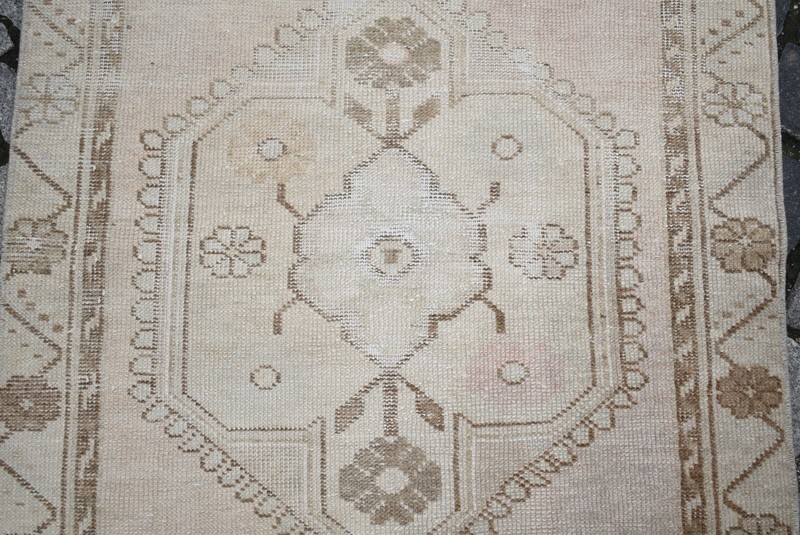 Turkish Rug 32'' x 64'' Vintage Anatolian Muted Dye Oushak Rug Hand Knotted Rug gallery