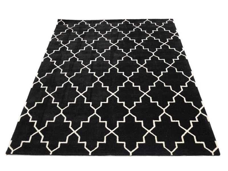 Foyer Black Hand-Tufted Rug 8X11 Trellis Modern Home Decor Plush Carpet gallery