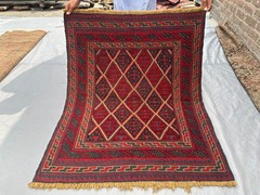 3’4 x 4’1 ft Vintage Afghan Baluchi Mishwani Rug Hand Knotted Tribal Area Carpet
