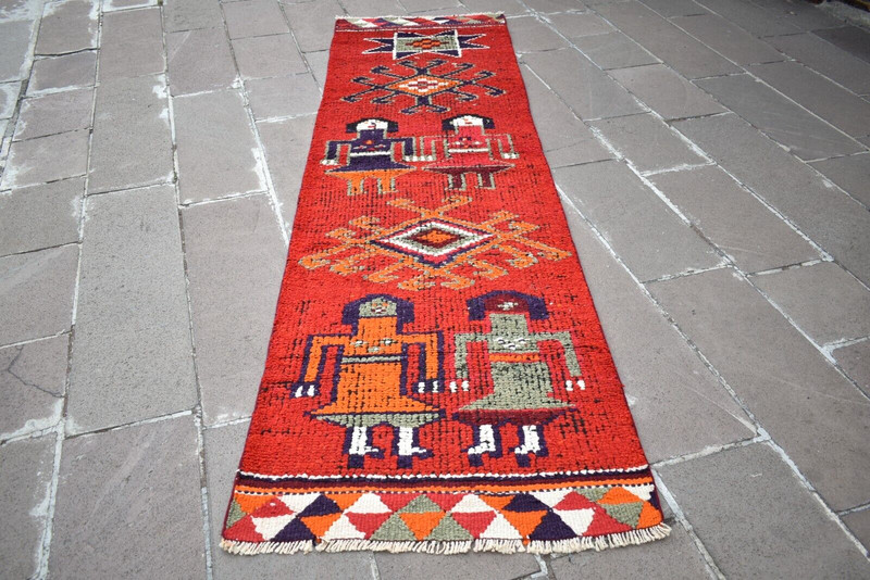 Vintage Turkish Runner Rug 34'' x 119'' Herki Hallway Rug Hand Knotted Area Rug gallery