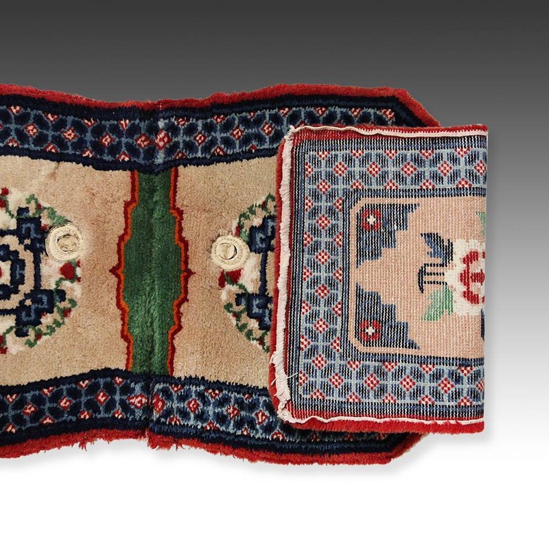 TIBETAN SADDLE RUG WOOL PILE TIBET CHINA TEXTILES FLORAL MID 20TH C. gallery
