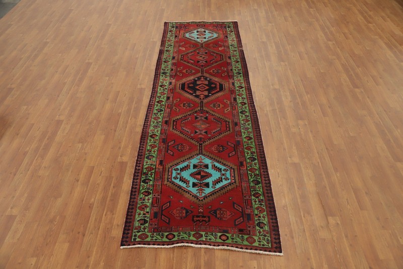 Geometric Tribal Traditional Wool Hand-knotted Vintage 11 ft Runner Rug 3x11 gallery