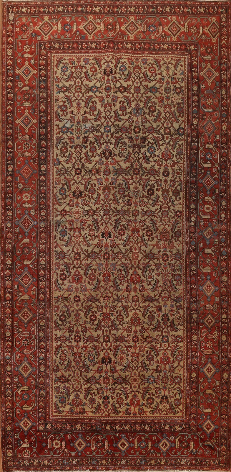 Antique Pre-1900 Heriz Bakhshayesh Area Rug 7'x13' Hand-knotted Wool Carpet gallery