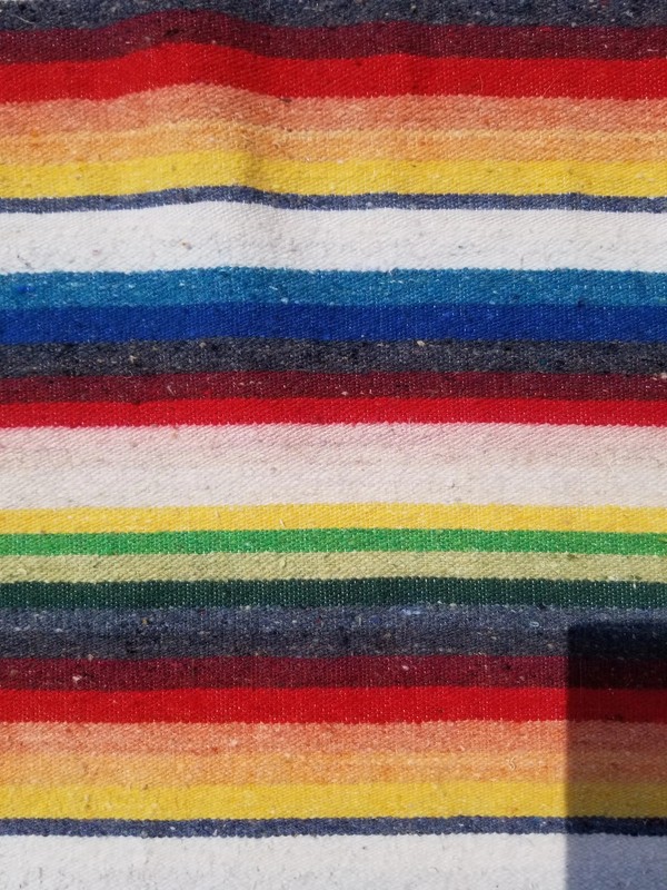 Vintage Traditional Handmade Mexican Serape Wool Multi Kilim 7.5x5.1ft gallery