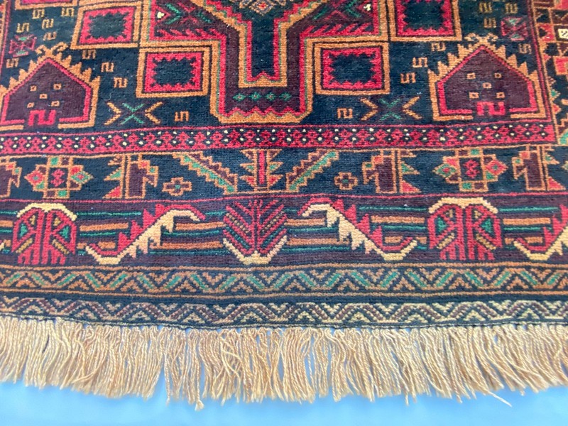 3'7 x 6'1 ft Vintage Afghan Baluchi Rug Hand Knotted Tribal Wool Oriental Carpet gallery