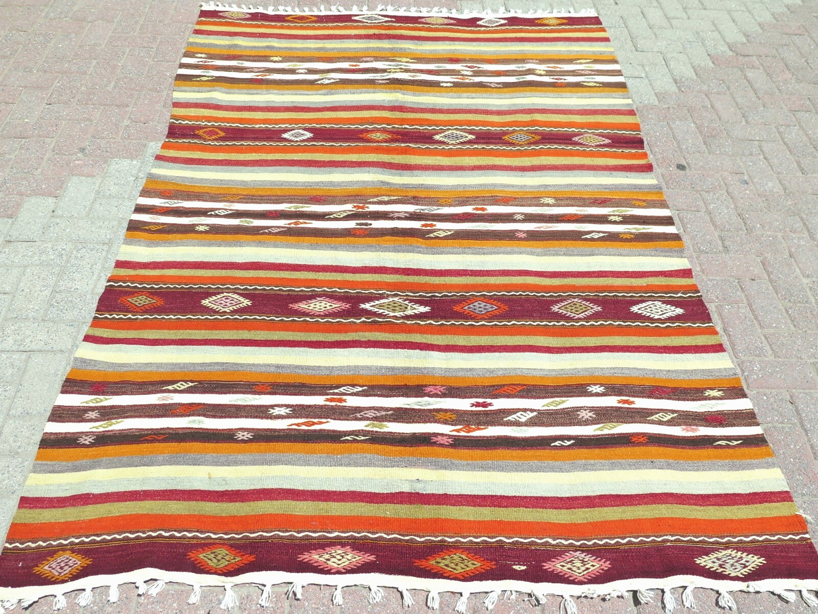 Anatolia Turkish Kilim, Large Rug, Tribal Rugs Modern Striped Rug Carpet 64"X98" gallery