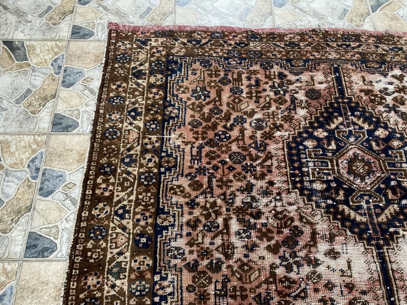 1950s Vintage Turkish Geometric Rug Large Handmade Wool Farmhouse Antique 6x10ft gallery