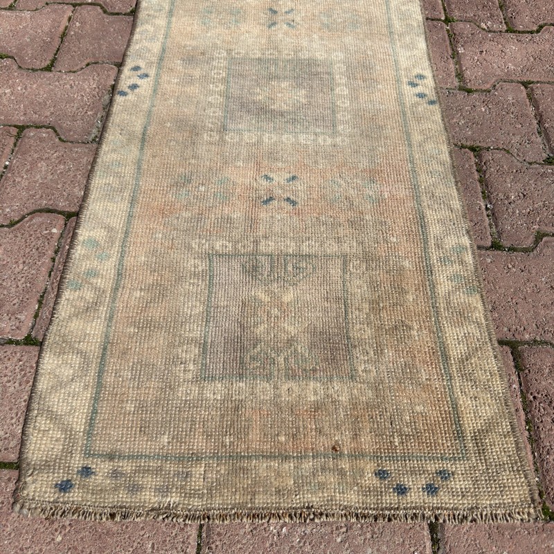 2x4 Cream Sage Blush Vintage Turkish Oushak Wool Faded Handmade Rug-Tariff Free gallery