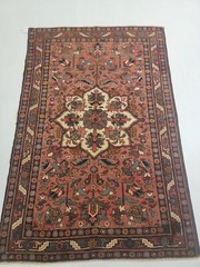 Antique Oriental Hand-Knotted Wool Area Rug Terracotta/Beige 4′ x 6′