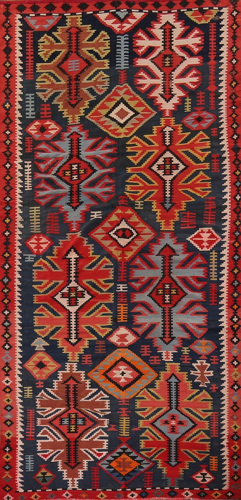 Vegetable Dye Antique Kilim Russian Shirvan Reversible Rug 6x11 Flat weave Rug