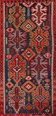 Vegetable Dye Antique Kilim Russian Shirvan Reversible Rug 6×11 Flat weave Rug
