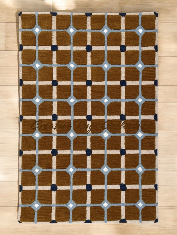 Hand Tufted Rug 5x8 8x10 9x12 Custom Rug Brown OchreFields Rug Area Rug 100%Wool gallery