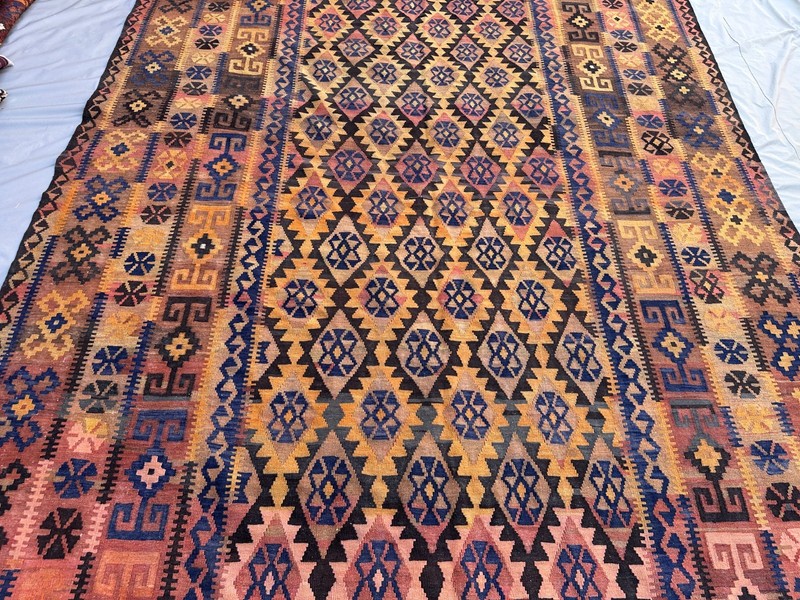 Terracotta Faded Kilim Rug 8'4x17' Turkish Navajo Tribal Boho Flatweave vintage gallery