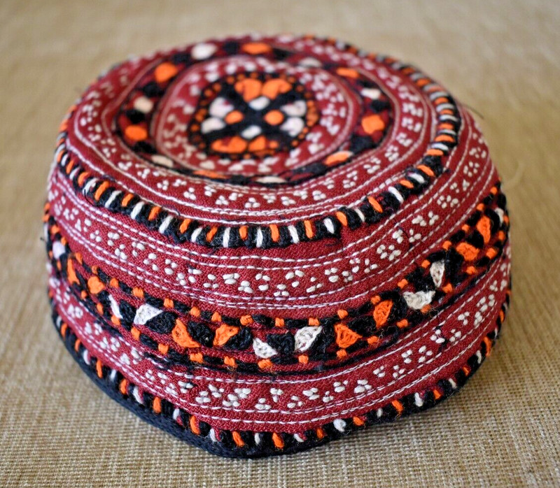 Fabulous Antique Rare Tribal Hat 7'' x 7'' Collector's Piece Hat Silk Embroidery gallery