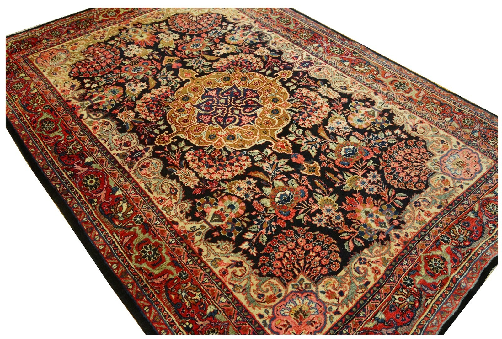5x7 Antique Handmade Traditional Rug Blue 137cm x 198cm Circa 1920 gallery