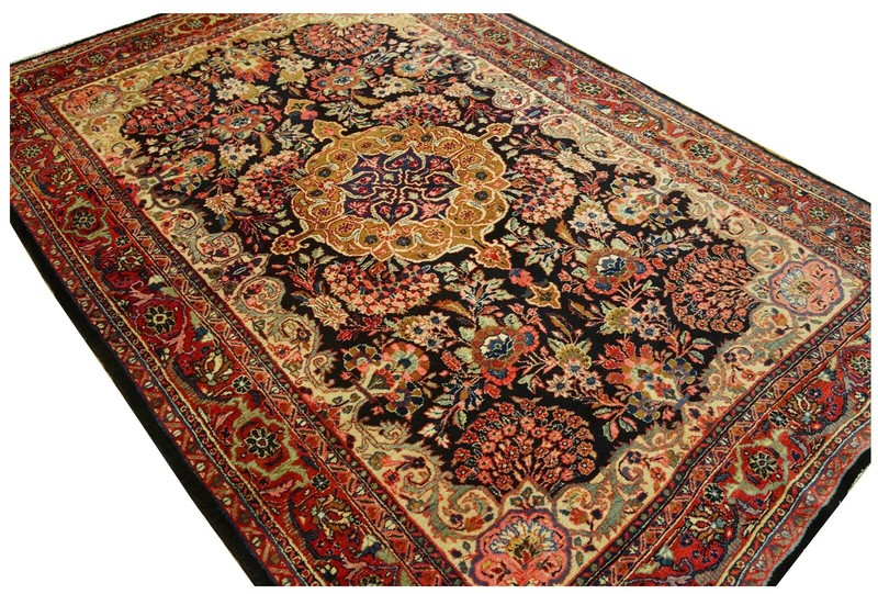 5x7 Antique Handmade Traditional Rug Blue 137cm x 198cm Circa 1920 gallery
