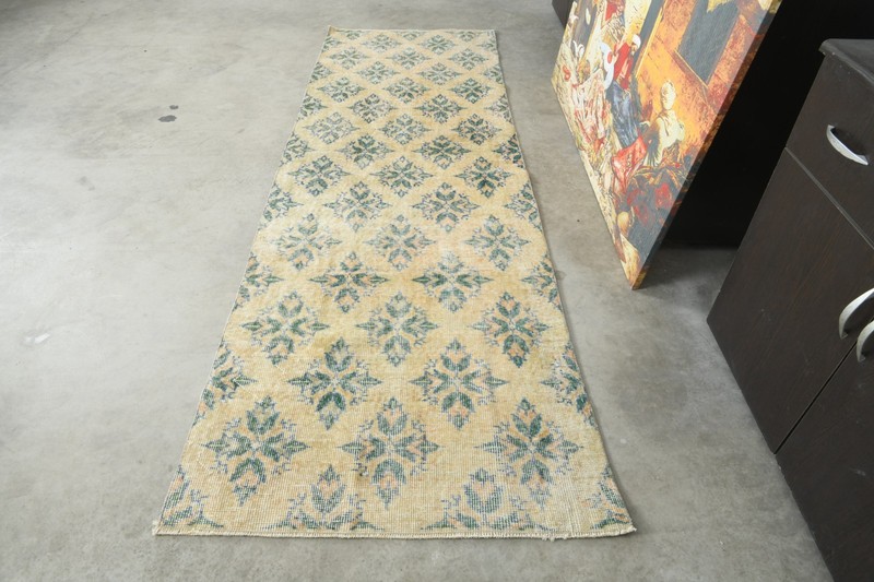 3x8 Turkish Runner Hand-Knotted Vintage Oushak Wool Rug Runner Long Carpet,1122 gallery