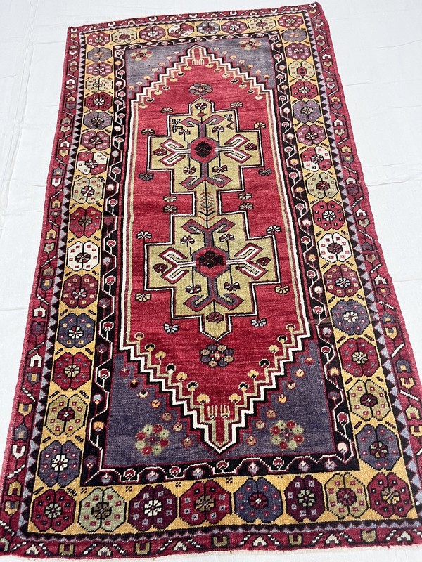 Antique Hand-Knotted Turkish Oushak 7'2" x 4" gallery