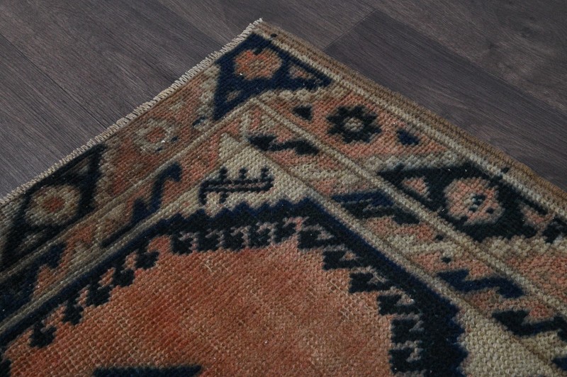 Oushak Turkish Vintage Rug 3x7 Kilim Rug Anatolian Handmade Boho Decor BROWN gallery
