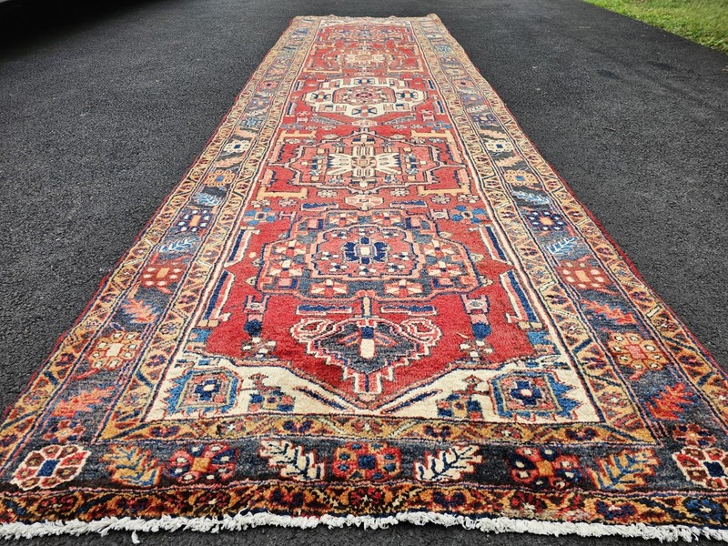 4.1 x 14.5 ANTIQUE CAUCASIAN HERIZ SERAPI KAZAK VINTAGE USHAK TRIBAL RUNNER gallery