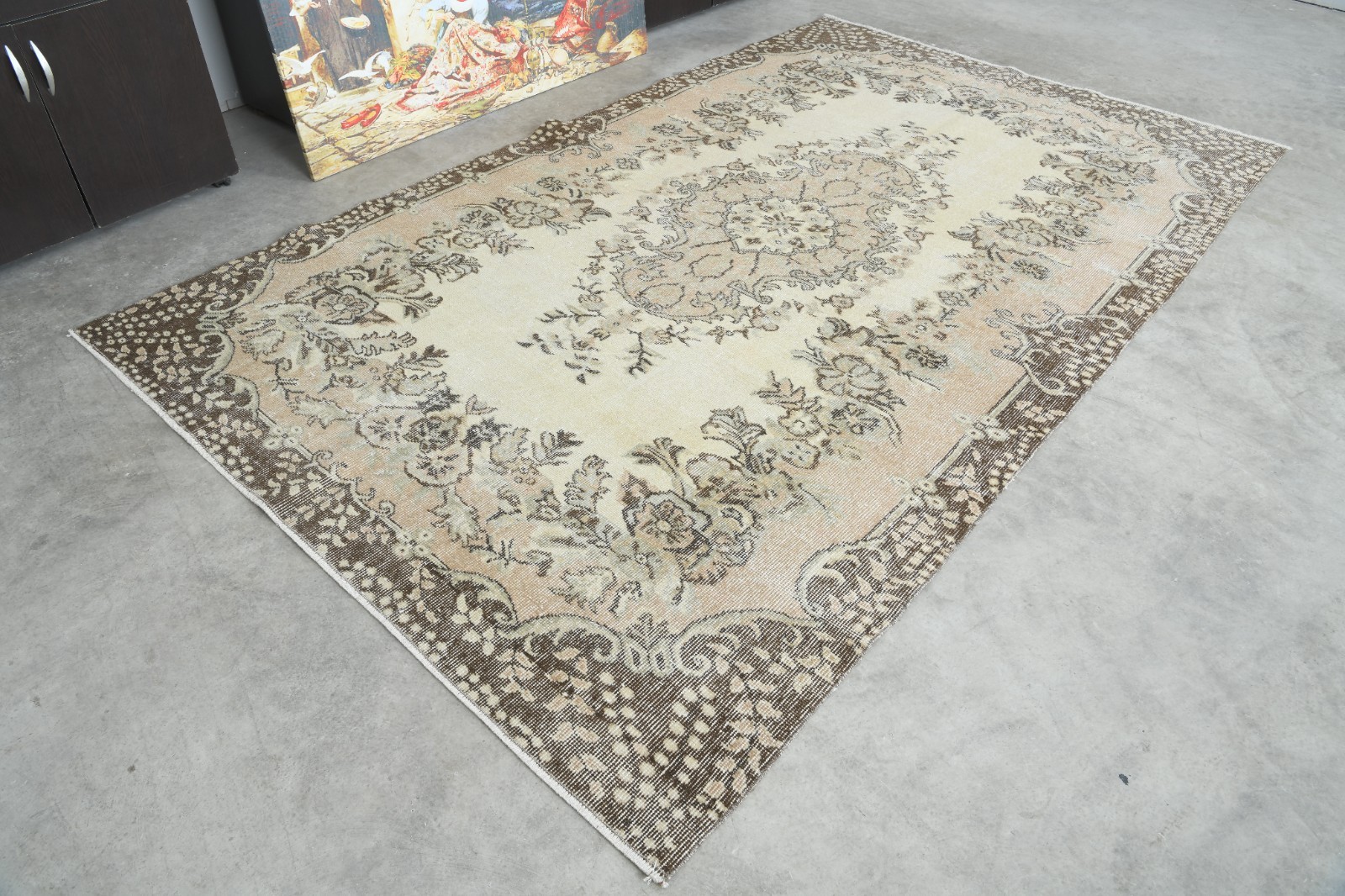 6x9 ft rug, antique turkish carpet vintage oushak rug hand-knotted small rug,420 gallery