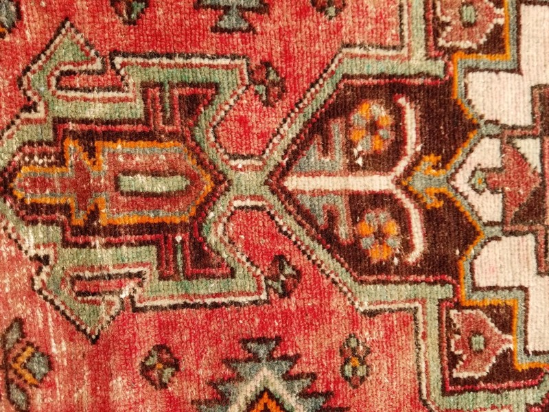 Distressed Vintage Traditional Handmade Heriz Karajeh Wool Multicolor Runner Rug gallery