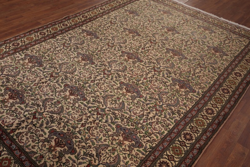 All-Over Floral Anatolian Turkish Rug Wool Ivory Handmade Room Size Rug 7x10 gallery