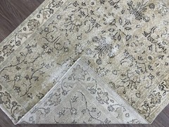 4×6 Beige Turkish Carpet, Hand-Knotted Neutral Vintage Oushak Rug, 3.6×6.3 Ft
