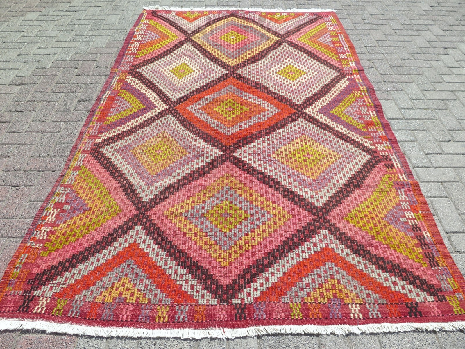 Vintage Rug, Wool Kilim Rug, Boho Rug, Handmade Kelim 67"x110" Area Rugs, Carpet gallery
