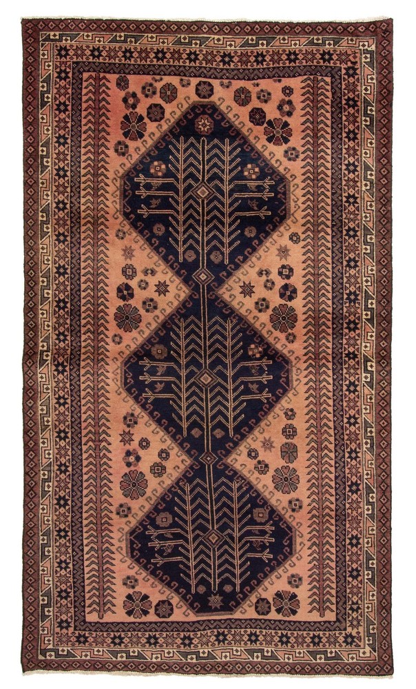 Vintage 4'4" x 7'3" Traditional Hand Knotted Vegetable Dye Wool Area Rug